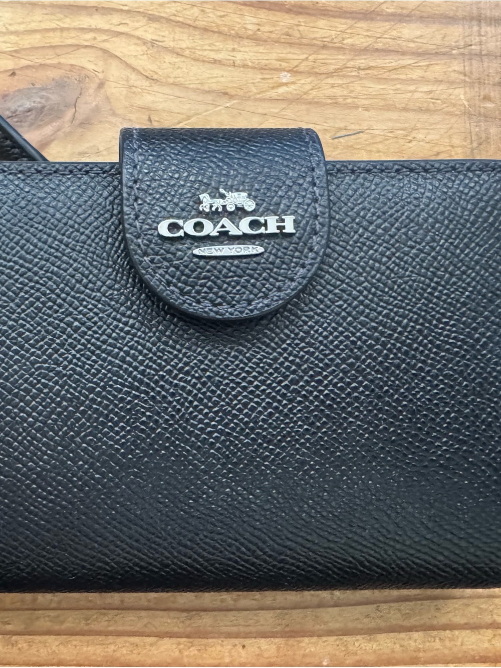NWT - Coach Black Leather Medium Zip Wallet